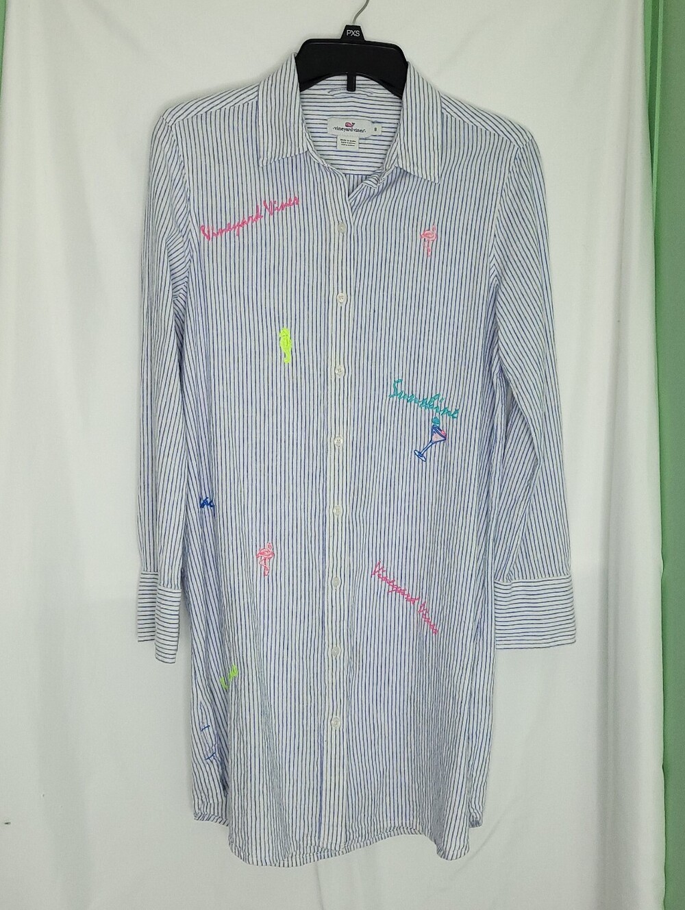 VINEYARD VINES Women's Linen Blend Embroidered Bahamas Icon Cover Up Dress Size8